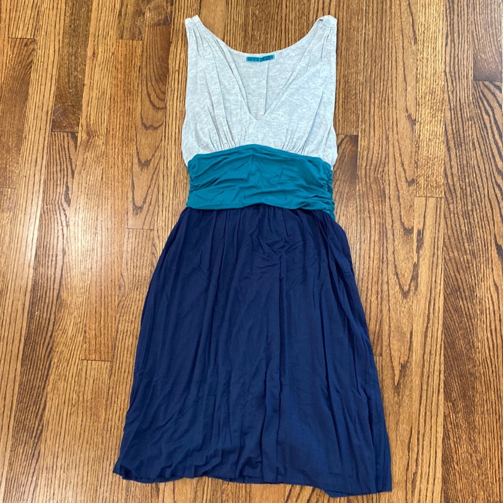 Teal and Navy Velvet Dress